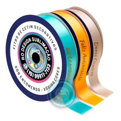 Fita de Cetim Personalizada com Escrita Metálica Dourada e Prateada | Serra Negra Shopping
