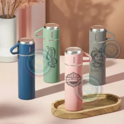 Garrafa Térmica com 1 Xícara Personalizada com Gravação a Laser