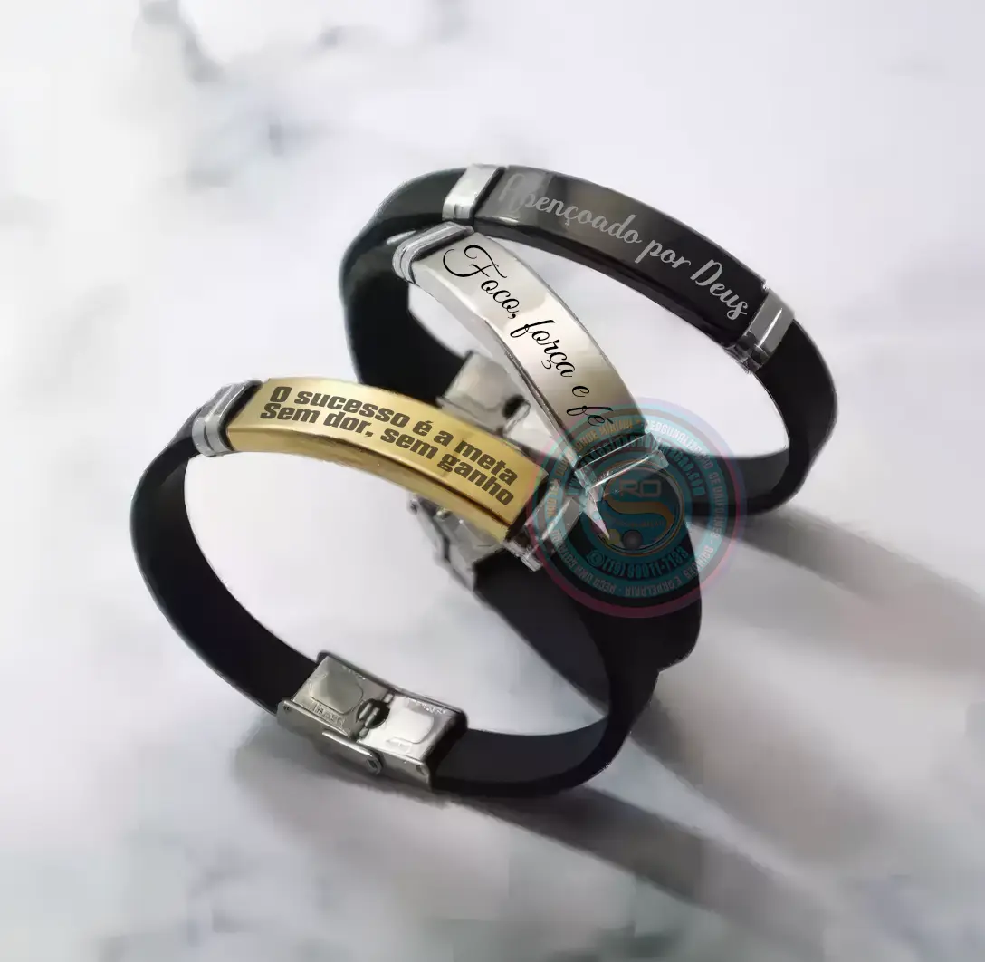Pulseira Personalizada Unissex com Gravação a Laser
