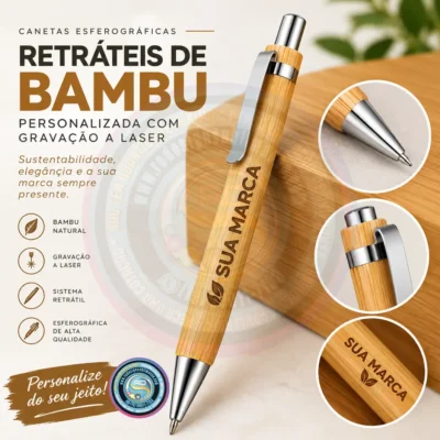 Caneta de Bambu Personalizada com Gravação a Laser