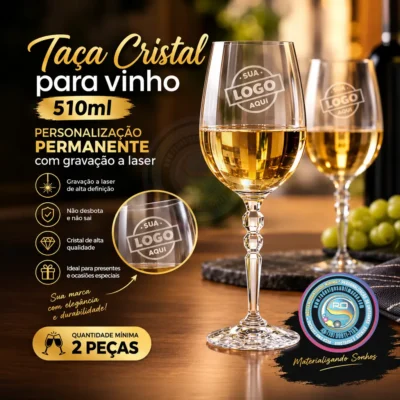 Taça de Cristal para Vinho 510ml Personalizada | Serra Negra SP
